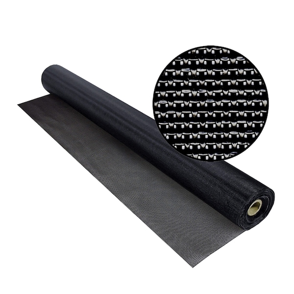 Phifer Vinylcoated Polyester Exterior Shading Fabric, Blocks 90 Heat, 48x25', Black, One Roll 3030805 - main